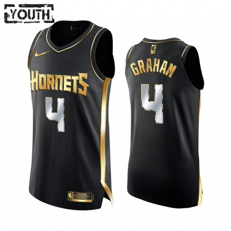Kinder NBA Charlotte Hornets Trikot Devonte Graham 4 2020-21 Schwarz Golden Edition Swingman